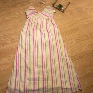 Striped Multicolor Strapless Halter Dress